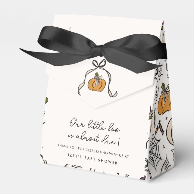 Little Boo Almost Due Halloween Baby Shower Favor Box (Front Side)