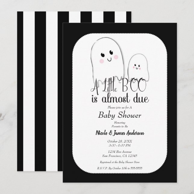 Little BOO Almost Due Halloween Baby Shower  Invitation (Front/Back)