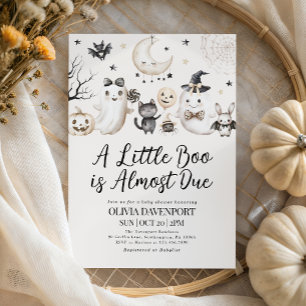 Little Boo Almost Due Halloween Baby Shower Invite