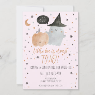LITTLE BOO ALMOST TWO BIRTHDAY - PINK INVITATION