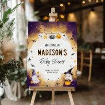 Little Boo Baby Halloween Baby Shower Welcome Sign