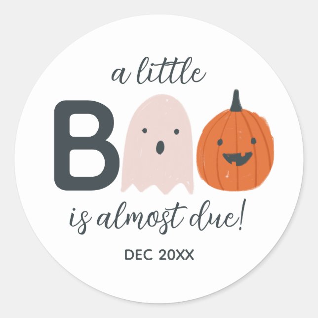 Little Boo Baby Shower Classic Round Sticker (Front)