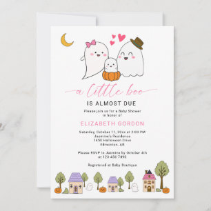 Little Boo Baby Shower Halloween Ghost QR Code  Invitation