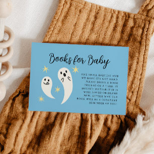 Little Boo Blue Baby Shower Book Request  Enclosure Card