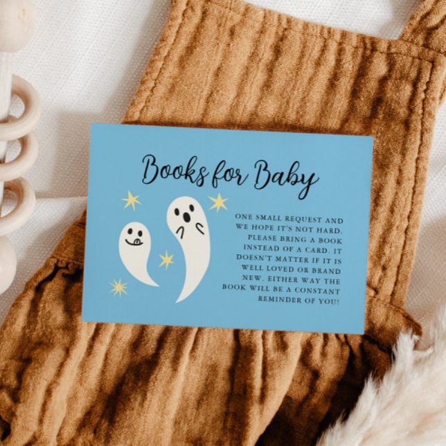 Little Boo Blue Baby Shower Book Request  Enclosure Card (Creator Uploaded)