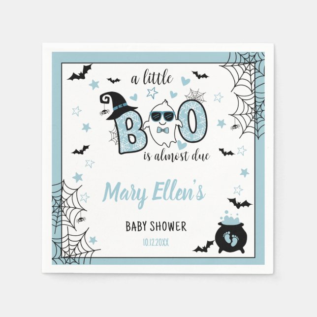 LITTLE BOO BLUE HALLOWEEN BABY SHOWER  NAPKIN (Front)