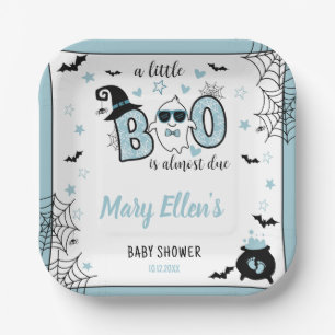 LITTLE BOO BLUE HALLOWEEN BABY SHOWER  PAPER PLATE