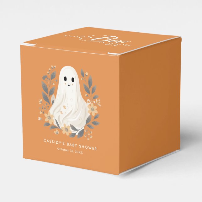 Little Boo Boho Ghost Halloween Baby Shower Favor Box (Front Side)