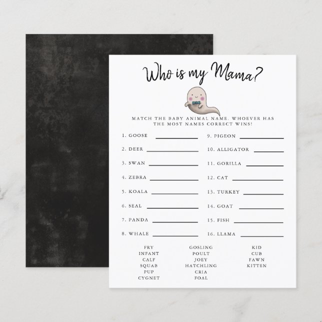 Little Boo Boy Who Is My Mama Baby Shower Game (Front/Back)