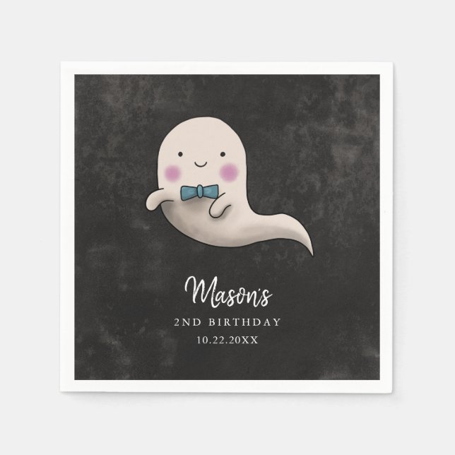 Little Boo Boys Halloween Birthday Party Napkin (Front)