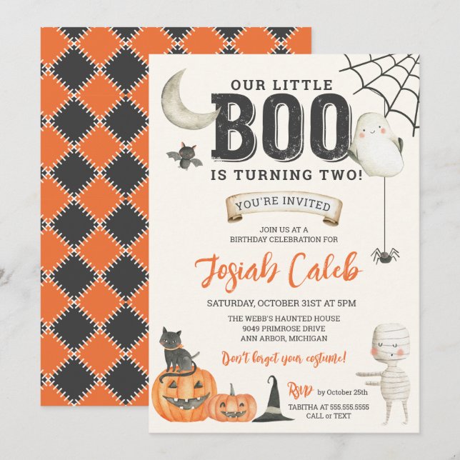 Little Boo Children's Halloween Birthday  Invitation (Front/Back)