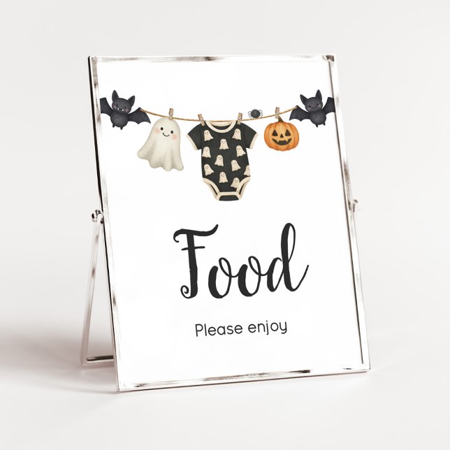 Little Boo Clothesline Baby Shower Food Sign (Halloween Little Boo Clothesline Baby Shower Sign)