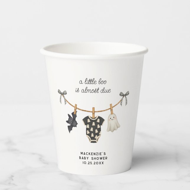 Little Boo Clothesline Halloween Baby Shower  Paper Cups (Front)
