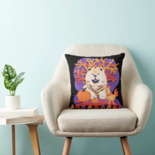LITTLE BOO Cream Chow   Throw Pillow