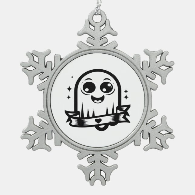 Little Boo Creative Style Snowflake Pewter Christmas Ornament (Front)