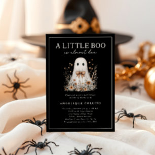 Little Boo Cute Ghost Bow Wildflowers Baby Shower Invitation