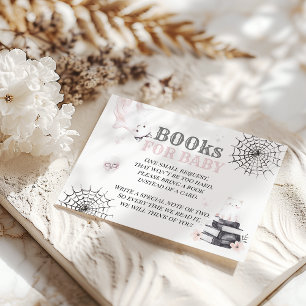 Little Boo Cute Ghost Halloween Baby Girl Shower Enclosure Card