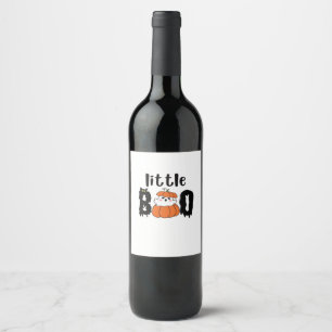 Little Boo Cute Halloween Pumpkin Cat Vintage Styl Wine Label