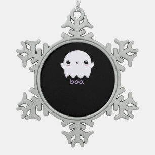 Little Boo Cute Halloween Snowflake Pewter Christmas Ornament