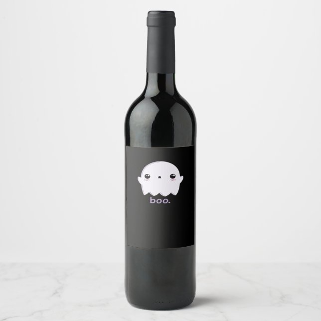 Little Boo Cute Halloween Wine Label (Front)