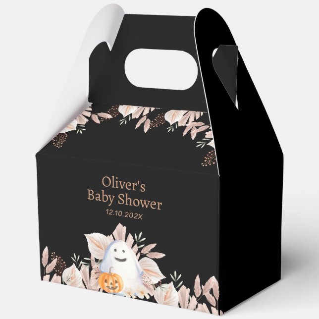 Little Boo Elegant Boho Ghost Baby Shower  Favor Box (Front)