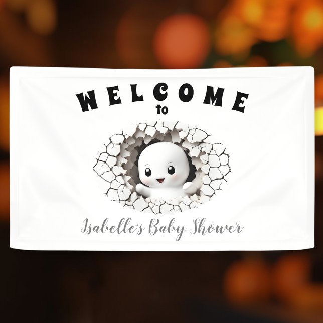 Little Boo Est Presque Dû Drôle Bannière Baby show (Little Boo Is Almost Due Funny Baby Shower Banner)