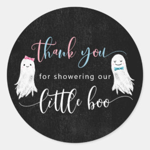 Little Boo Gender Reveal Party Classic Round Sticker
