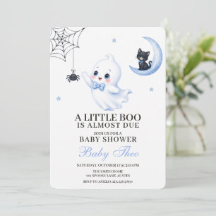 Little Boo Ghost Boy Halloween Baby Shower Invitation