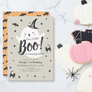 Little Boo Ghost Halloween 1st Birthday Invitation