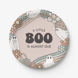 Little Boo Ghost Halloween Baby Shower Paper Plate