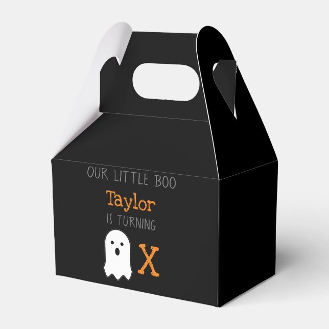 Little Boo Ghost Halloween Birthday Favor Box (Front Side)