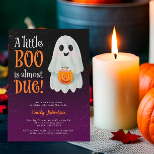 Little boo ghost pumpkin Halloween baby shower Invitation