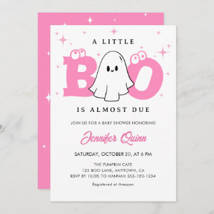 Little Boo Girl Cute Ghost Halloween Baby Shower Invitation