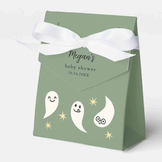 Little Boo Green Baby Shower Favour Boxes (Front Side)