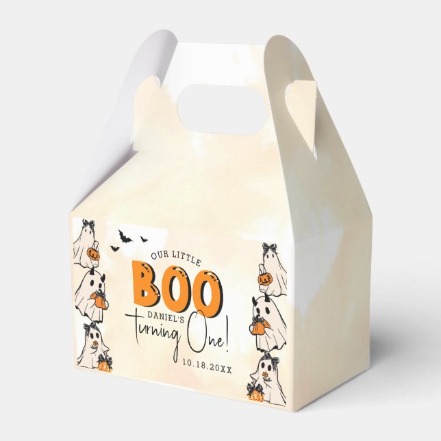 Little Boo Halloween 1st Birthday Favor Box (Front Side)