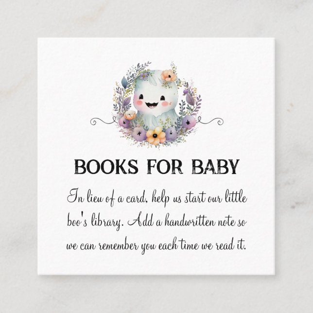 Little Boo Halloween Baby Shower Book Request Card (Front)