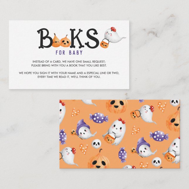 Little Boo Halloween Baby Shower Books For Baby  Enclosure Card (Front/Back)