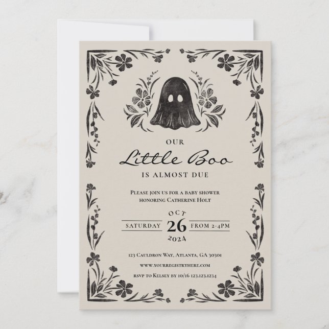Little Boo Halloween Baby Shower Invitation (Front)