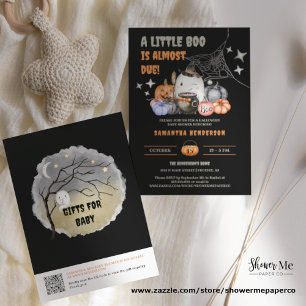 Little Boo Halloween Baby Shower Registry QR Code Invitation