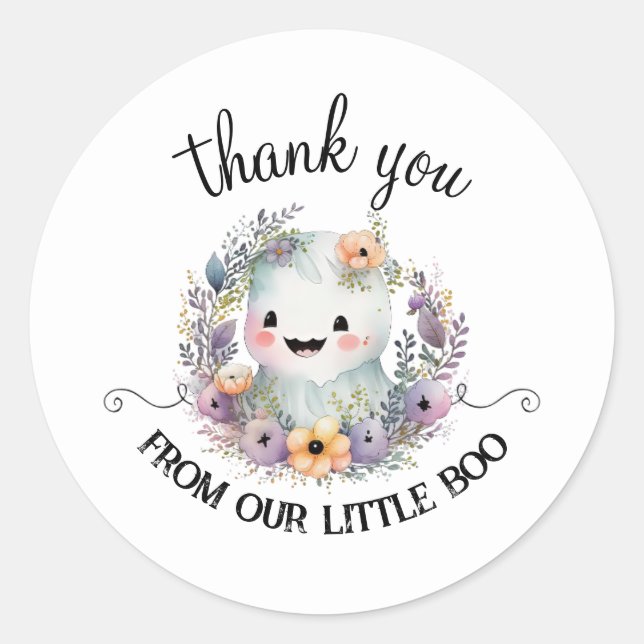 Little Boo Halloween Baby Shower Stickers (Front)