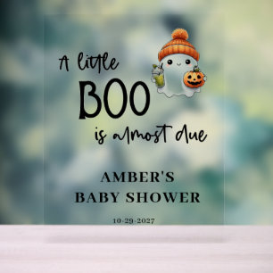 Little Boo Halloween Baby Shower Welcome Acrylic Sign