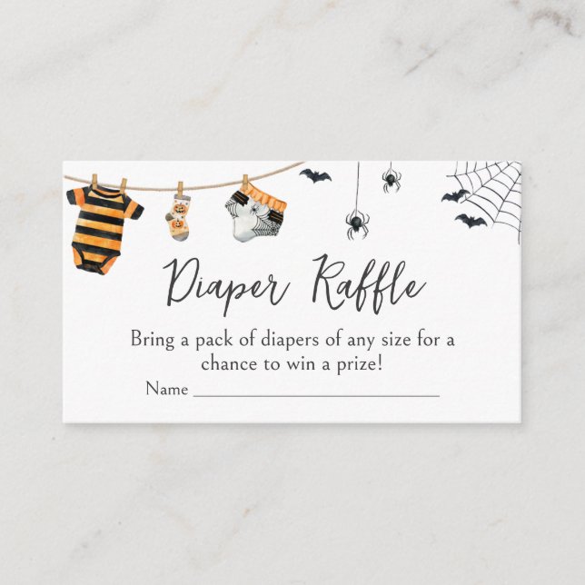 Little Boo Halloween Clothesline Diaper Raffle Enclosure Card (Front)