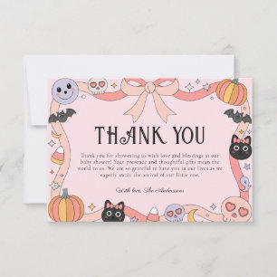 Little Boo Halloween Coquette Baby Shower  Thank You Card