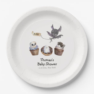 Little Boo Halloween cupcake Baby Shower Paper Plate