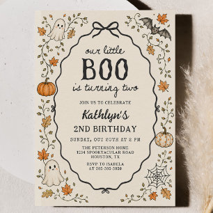 Little Boo Halloween Ghost 2nd Birthday Invitation