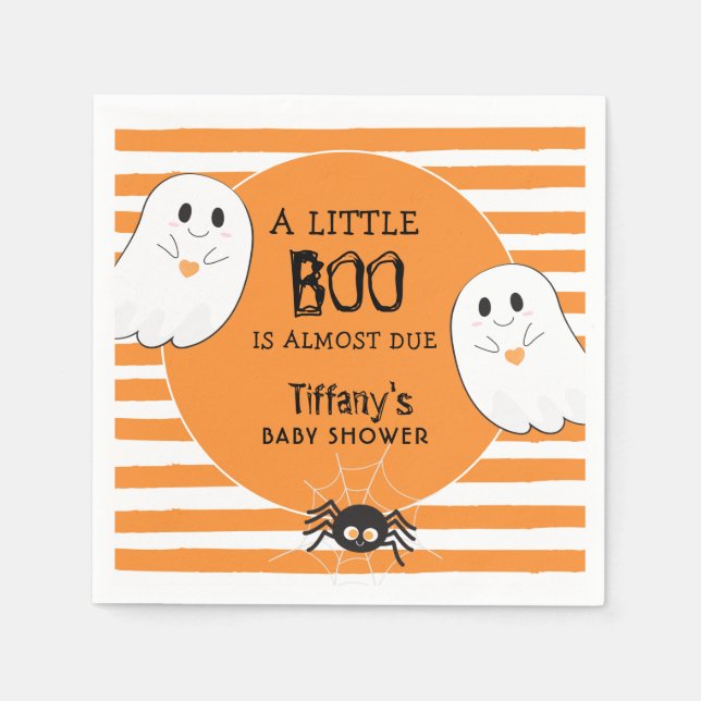 Little Boo Halloween Ghost Baby Shower Napkin (Front)