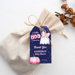 Little boo Halloween ghost girl baby shower favour Gift Tags