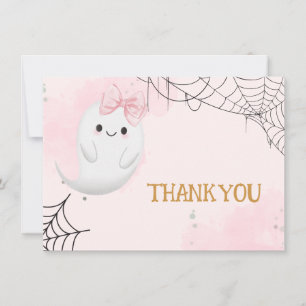 Little Boo Halloween ghost girl baby shower Thank You Card