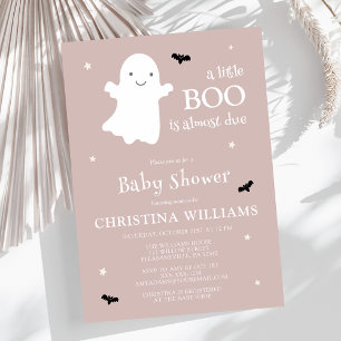 Little Boo Halloween Ghost Pink Baby Shower Invitation