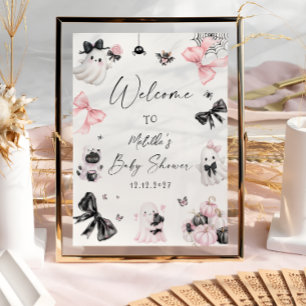 Little Boo Halloween Girl Baby Shower Welcome Poster